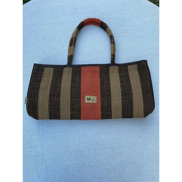 Unique Shoulder Bag Women's Brown Tan Orange Hand Bag 19" x 10" x 2.5" New - Picture 5 of 13